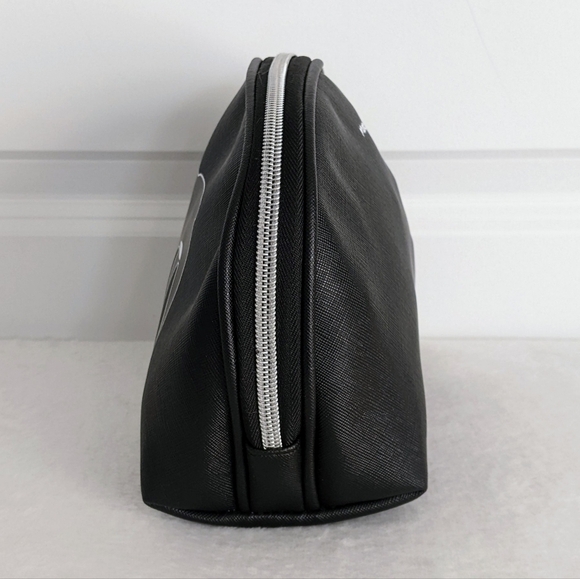 marc tetro Boston Terrier Large Cosmetic Case Pouch Bag PVC Saffiano Black NWT - Picture 7 of 12